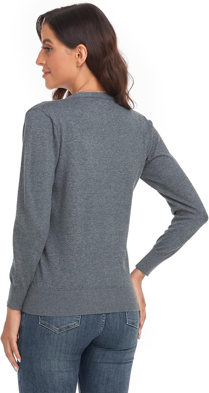 CUNYI Strickjacke für Damen Pullover mit V-Ausschnitt S Grau, S Grau