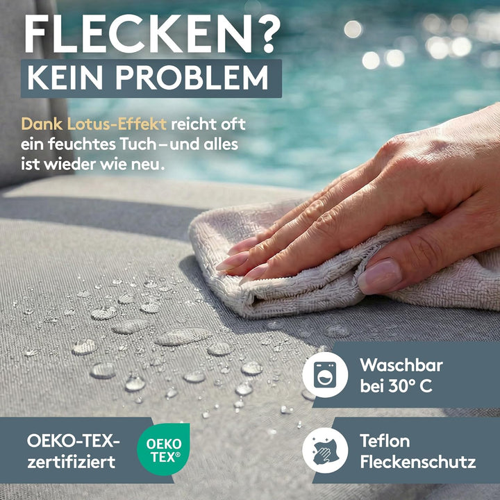 LILENO HOME Gartenstuhl Auflagen als [1er Set - Niedriglehner] in Uni Mittelgrau (Tami) - Bequeme Li