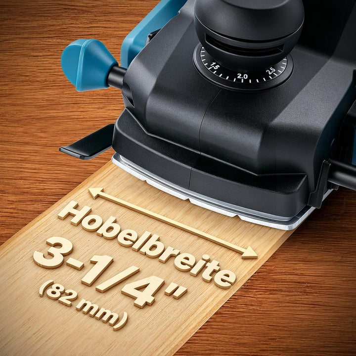 Akku Hobel Kompatibel mit Makita 18V Akku, Spantiefe 3mm, Hobelbreite 82mm