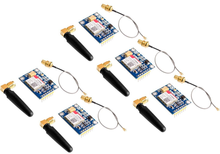 TECNOIOT 5pcs SIM800L V2.0 5V Wireless GSM GPRS Module Quad-Band with Antenna Cable Cap