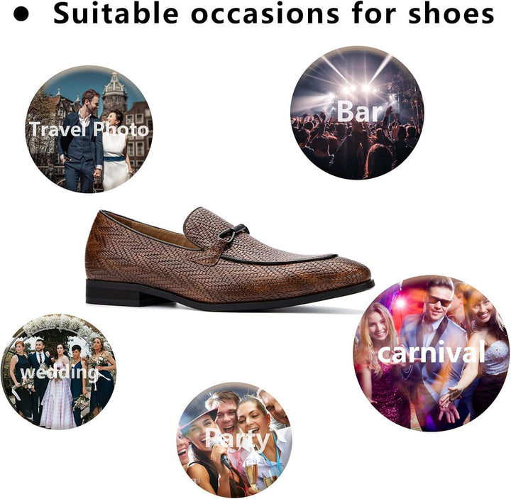 MEIJIANA Herren Mokassins Herren Elegante Schuhe Herren Casual Slip on Anzugschuhe 43 EU Braun 02, 4
