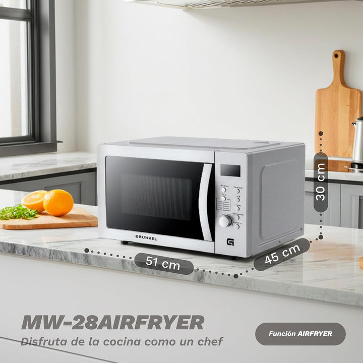 Grunkel MW-28AIRFRYER Mikrowelle mit Grill und Airfryer, 28 l und 3 Funktionen, Mikrowelle 900 W, Gr