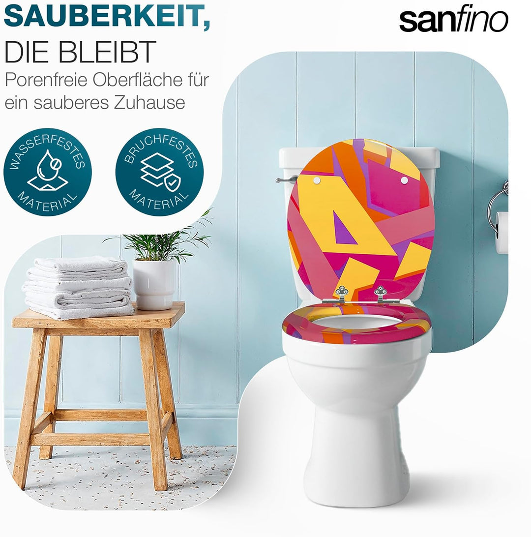 Premium WC Sitz mit Absenkautomatik – hochwertige Toilettendeckel aus Holz, viele bunte Motive, hohe