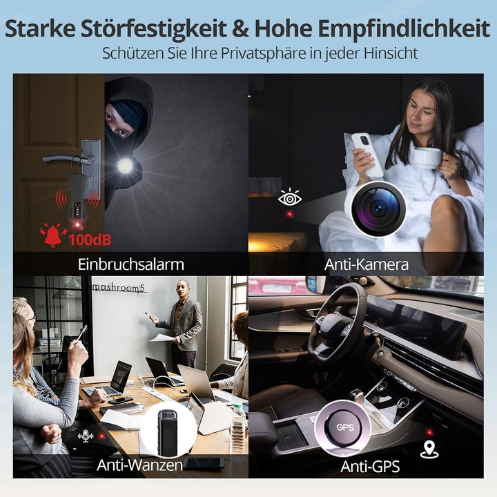 AI 7-in-1 Wanzen Detektor, Versteckte Kamera Detektor, RF Wireless GPS Tracker Finder, Abhörgerätede