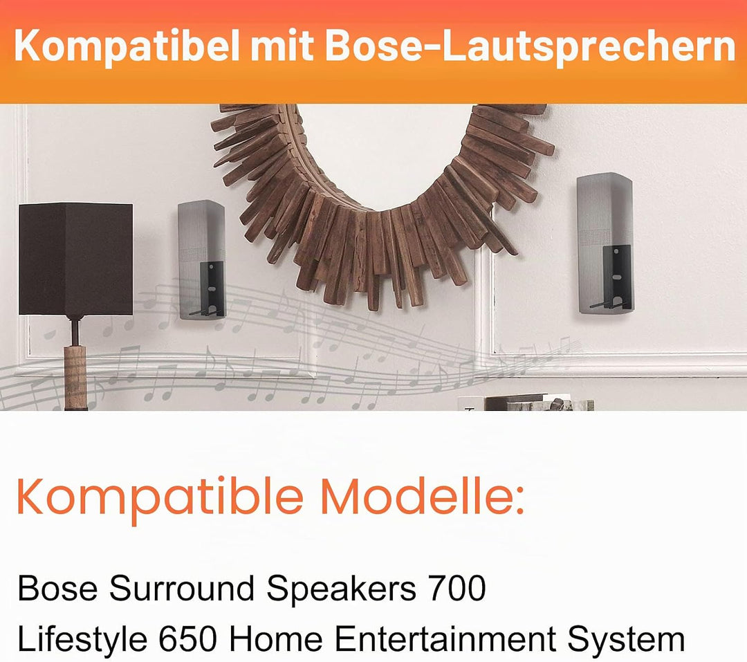 Dinghosen Wandhalterung für Bose Surround Lautsprecher 700 Schwarz, Schwarz
