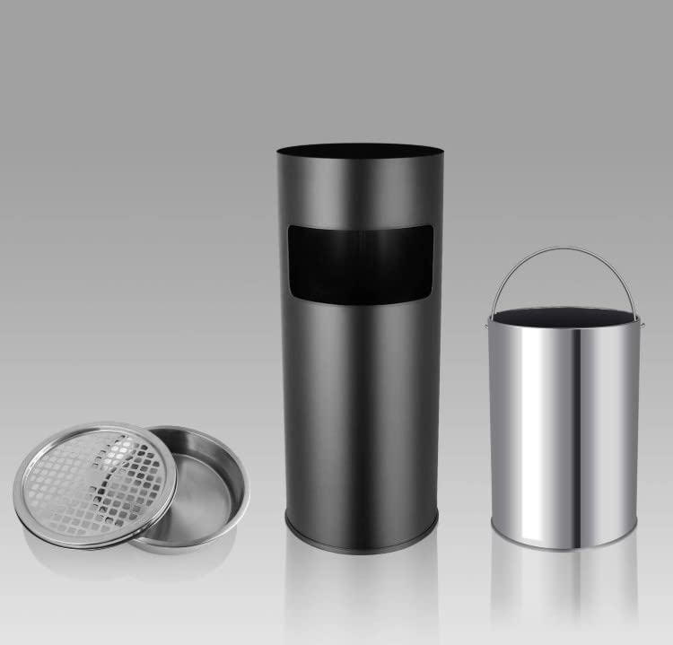 Mülleimer aus Edelstahl, 30 l, Mülleimer für Küche, Standaschenbecher für den Aussenbereich, mit Mül