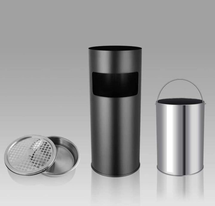Mülleimer aus Edelstahl, 30 l, Mülleimer für Küche, Standaschenbecher für den Aussenbereich, mit Mül