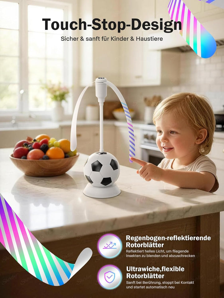 Fliegenwedler, Fliegenabwehr Tischventilator mit Haken, Soft-Stop, Tragbarer Mückenventilator&amp; Flieg