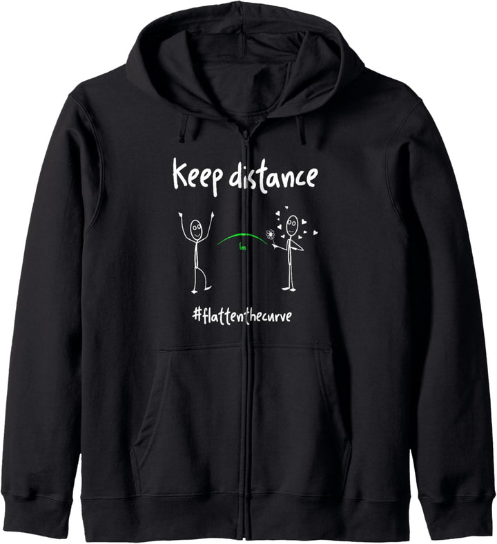 Keep Distance Virus Social Distancing Flatten The Curve Kapuzenjacke