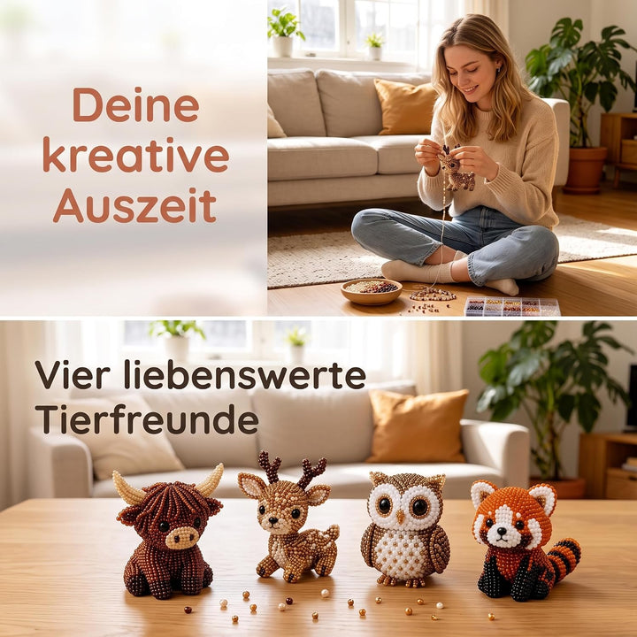 Perlentiere Bastelset – 3D Tier Figuren aus PVC-Perlen, Perlentiere Set