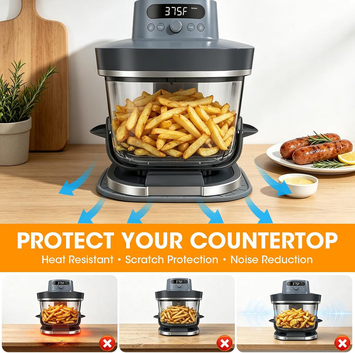 Silikon Schutzmatte für Ninja Crispi Pro 6-in-1 Glas-Heissluftfritteuse-Grau, Grau