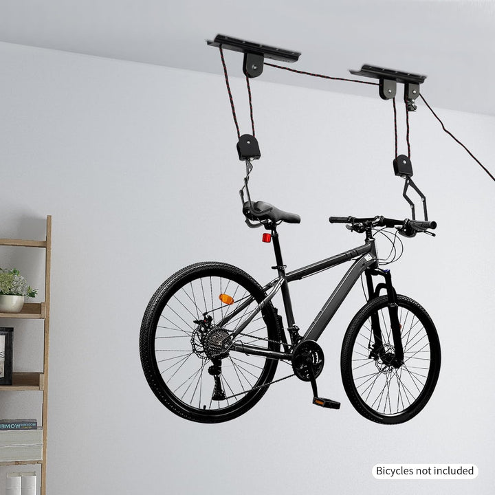 Fahrradlift, 60 kg Traglast Fahrrad Deckenhalterung mit gummierten Haken und Seilbremse, Fahrrad Dec
