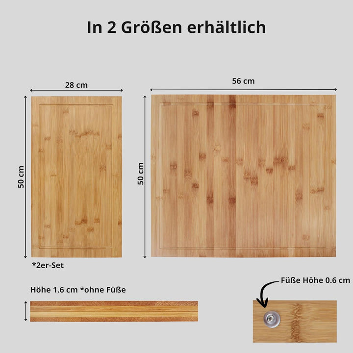 HeRo24 Schneidebrett aus Bambus 56×50 cm – grosses Küchenbrett als Herdabdeckung für Standard-Herdpl