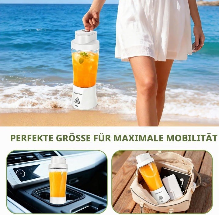 Smoothie Maker to go, 700 ml Portable Blender, 6000 mAh, Selbstreinigungsfunktion, Inklusive 6 Schar