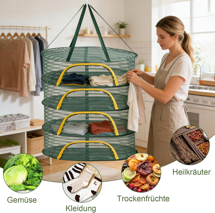 4 Schicht Trocknungsstand, Mesh Net Kräuter Trocknungsnetz hängende Haken für Gemüse, Früchte, Kräut