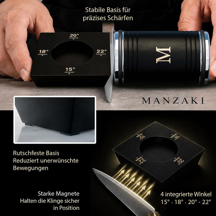 Messerschärfer: Rollschleifer mit 4 Winkeln, 2 Diamantscheiben 400/1000