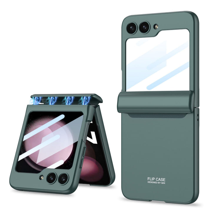 COQUE Galaxy Z Flip 5 Hülle,Schutzfolie Integrierte Klappbare All-Inclusive mit Scharnier,Faltbare H