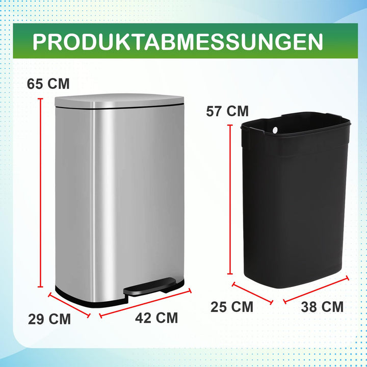 BestOffice 50 L Mülleimer Küche Mülleimer mit Deckel für Büro Schlafzimmer Badezimmer Schritt Müllei
