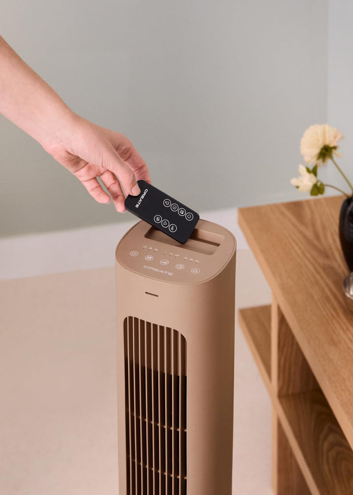 CREATE AIR TOWER Turmventilator, oszillierend, Mokka, programmierbar, 70°-Oszillation, leise, kompak