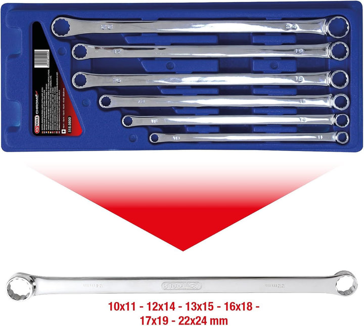 KS Tools 518.0800 CHROMEplus Doppel-Ringschlüssel-Satz, XL, 6-tlg.