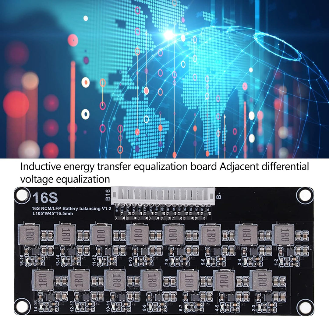 Kadimendium Active Equalizer Balancer 16S Batterie-Equalizer mit Kabel Induktiver Akkupack Balancer