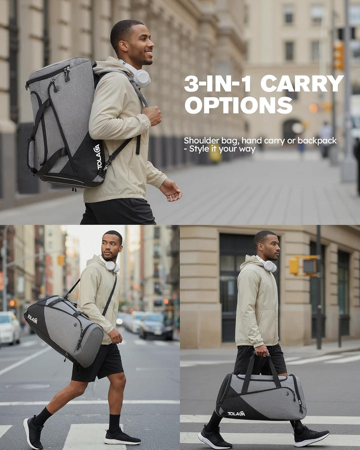 Tolaccea 47L Sporttasche Gross Sporttasche Rucksack mit Schuhfach Nassfach Wochen Reisetasche Duffel