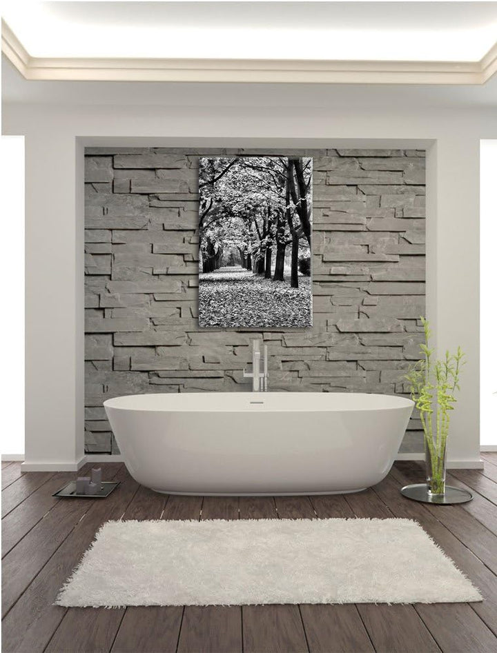 Pixxprint Baumallee im Herbst / 100x70cm Leinwandbild bespannt auf Holzrahmen/Wandbild Kunstdruck De