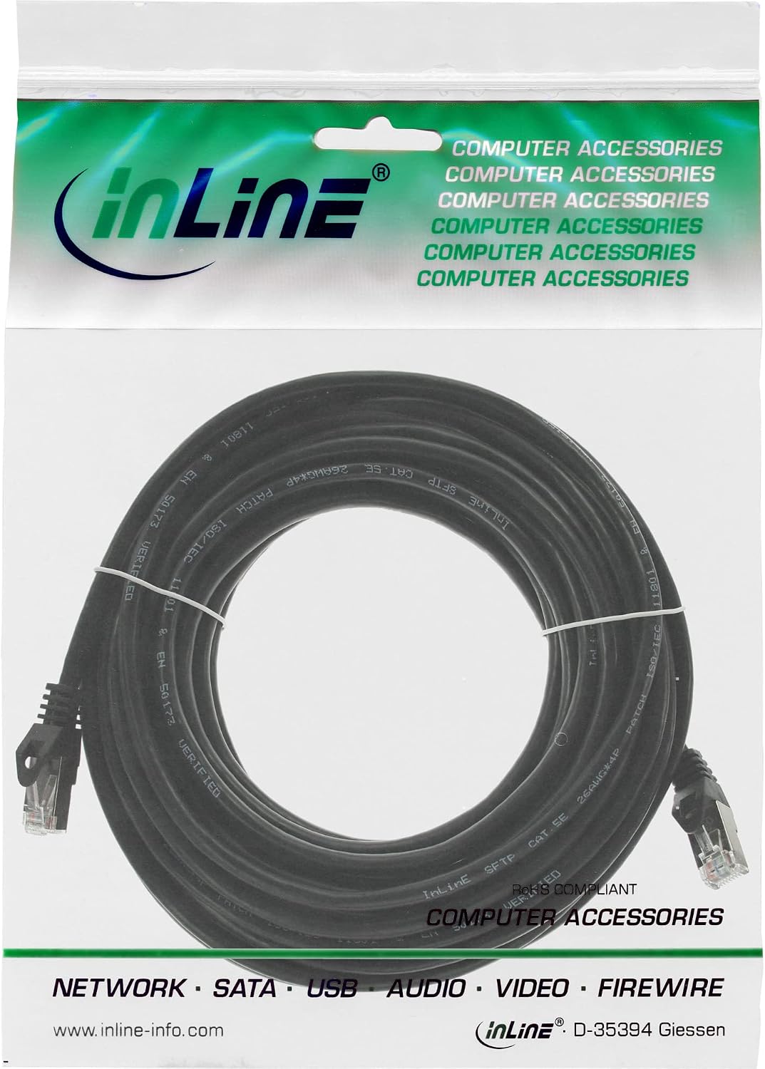 InLine 72525S Patchkabel, SF/UTP, Cat.5e, schwarz, 25m