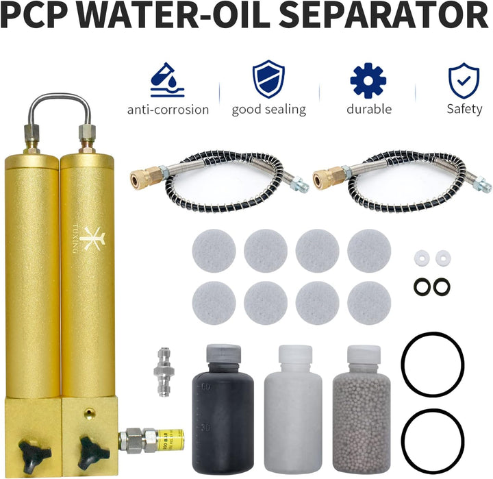 TUXING 30 MPa Hochdruckluftfilter Externer Öl-Wasser-Trenner Zweistufige Filtration für Luftkompress