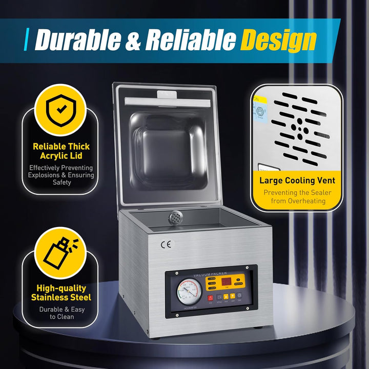 Vakuumiergerät, 120W DZ-260C Profi Industriell Vakuumierer Tisch Vakuummaschine Kammer für trockene