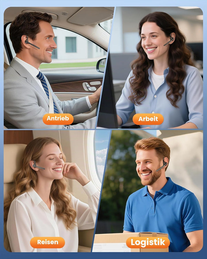 New Bee Bluetooth Headset mit 72h Spielzeit Bluetooth V5.1 Freisprech Headset Handy mit LED Ladecase
