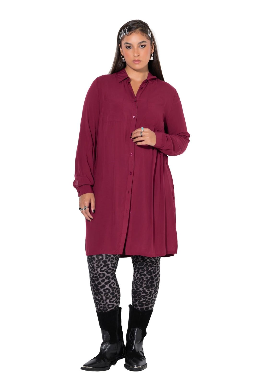 Studio Untold Damen Bluse 42-44 Weinrot, 42-44 Weinrot