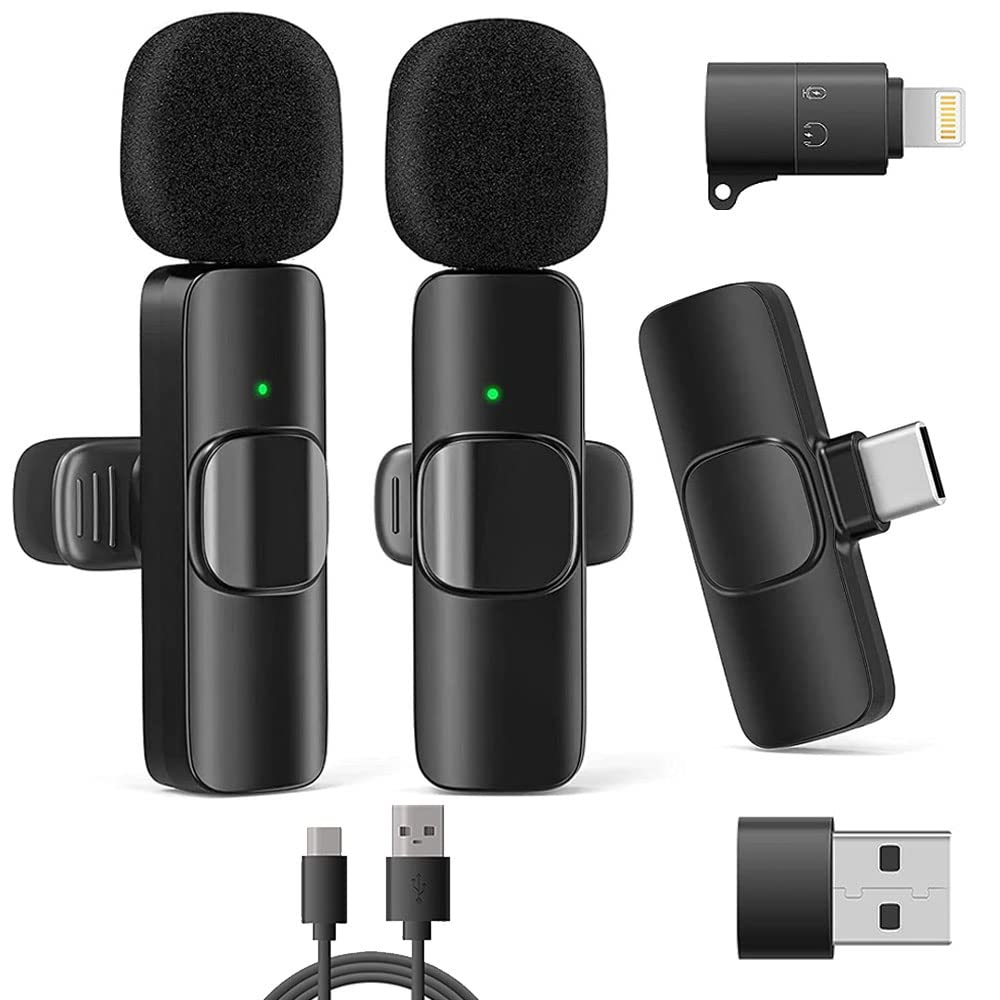 Handy Mikrofon für iPhone/iPad/Android/Laptop, Plug-Play Lavalier Mikrofon Wireless Microphone Anste