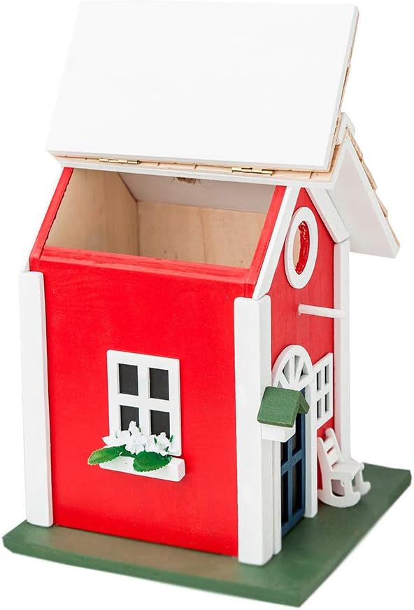 MEWANG Hängendes buntes Vogelhaus Garten Landhäuser Vogelhaus Höhle 24,6 cm Holz rot, rot