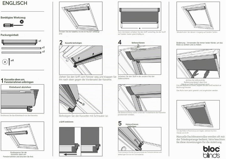 Bloc Skylight Rollo für Velux Dachfenster Blockout, weiss, MK06 MK06 Für Velux Dachfenster White, MK