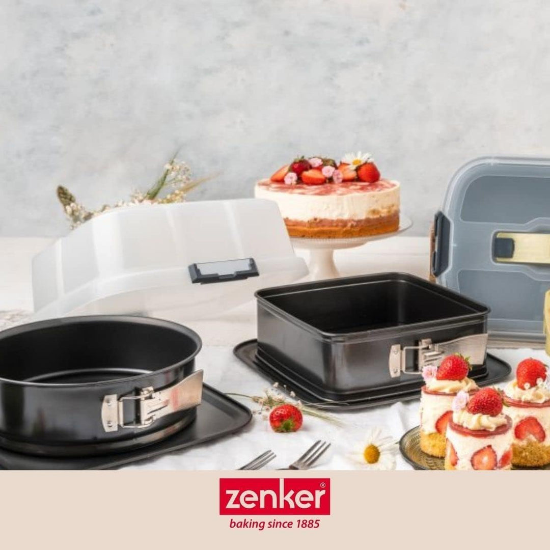 Zenker Bake, Click &amp; Go 24er Springform mit Haube – ⌀ 24 x 8 cm – Backform mit passendem Deckel für