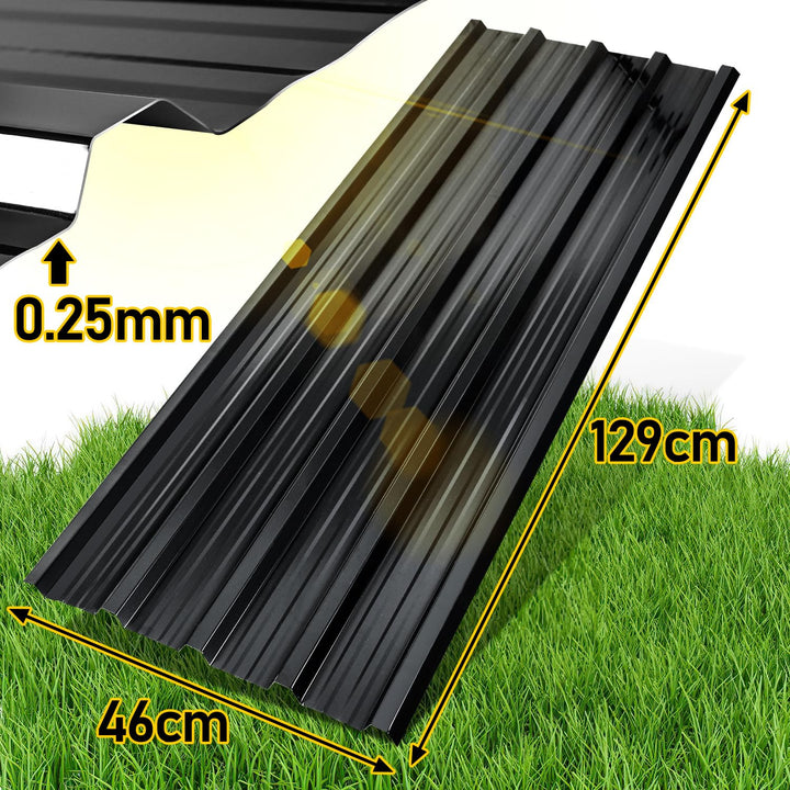 12x Trapezblech Profilblech 129 x 46 cm - 7 m²,Anthrazit Schwarz 129x46cm (12 Stück), Schwarz 129x46
