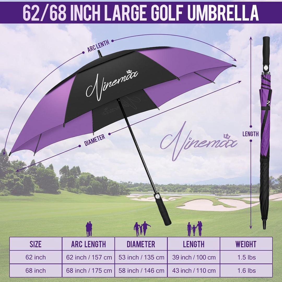 NINEMAX Golf Regenschirm Gross Sturmfest XL/XXL, Grosser Regenschirm Sturmfest Stabil, Golfschirm Gr