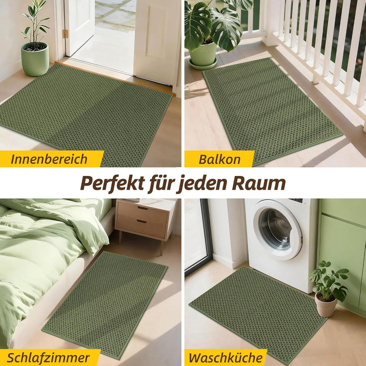 JSEI Fussmatte rutschfest Waschbar, Schmutzfangmatte, 50x80cm, Grün Grün 80 x 50 cm (Rechteckig), Gr