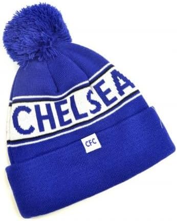 Chelsea Text Knitted Bobble Hat Royal