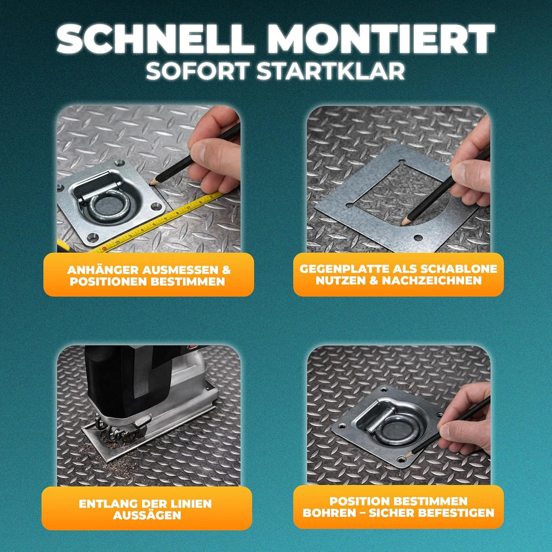 Anhänger Zurrösen mit Gegenplatten (2 bis 10 Stück) | Zurrmulden mit Einer Zugkraft von 800daN pro Z