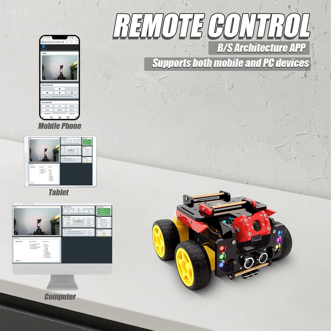 Adeept AWR 4WD WiFi Smart Robot Car Kit for Raspberry Pi 4/3 Model B+/B/2B, DIY Robot Kit for Kids a