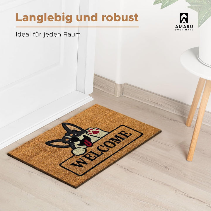 Fussmatte Kokos Aussen und Innen, Hund Gruss, 70x40 cm, Hund Gruss