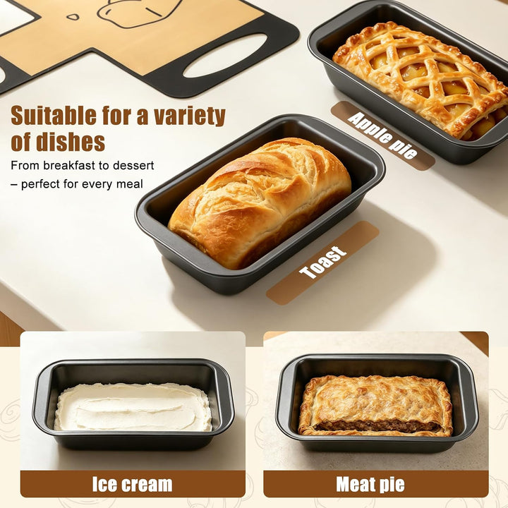 2 Stück Brotbackform Kasten Set, Kastenform Brot 25x13x6cm mit 2 Backmatte Antihaft, Rechteckig Brot