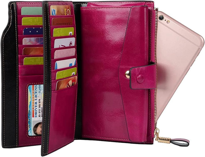PARVENZA Damen Geldbörse RFID-Blockierung Echtleder Bifold Brieftasche Einheitsgrösse Rosa, Einheits