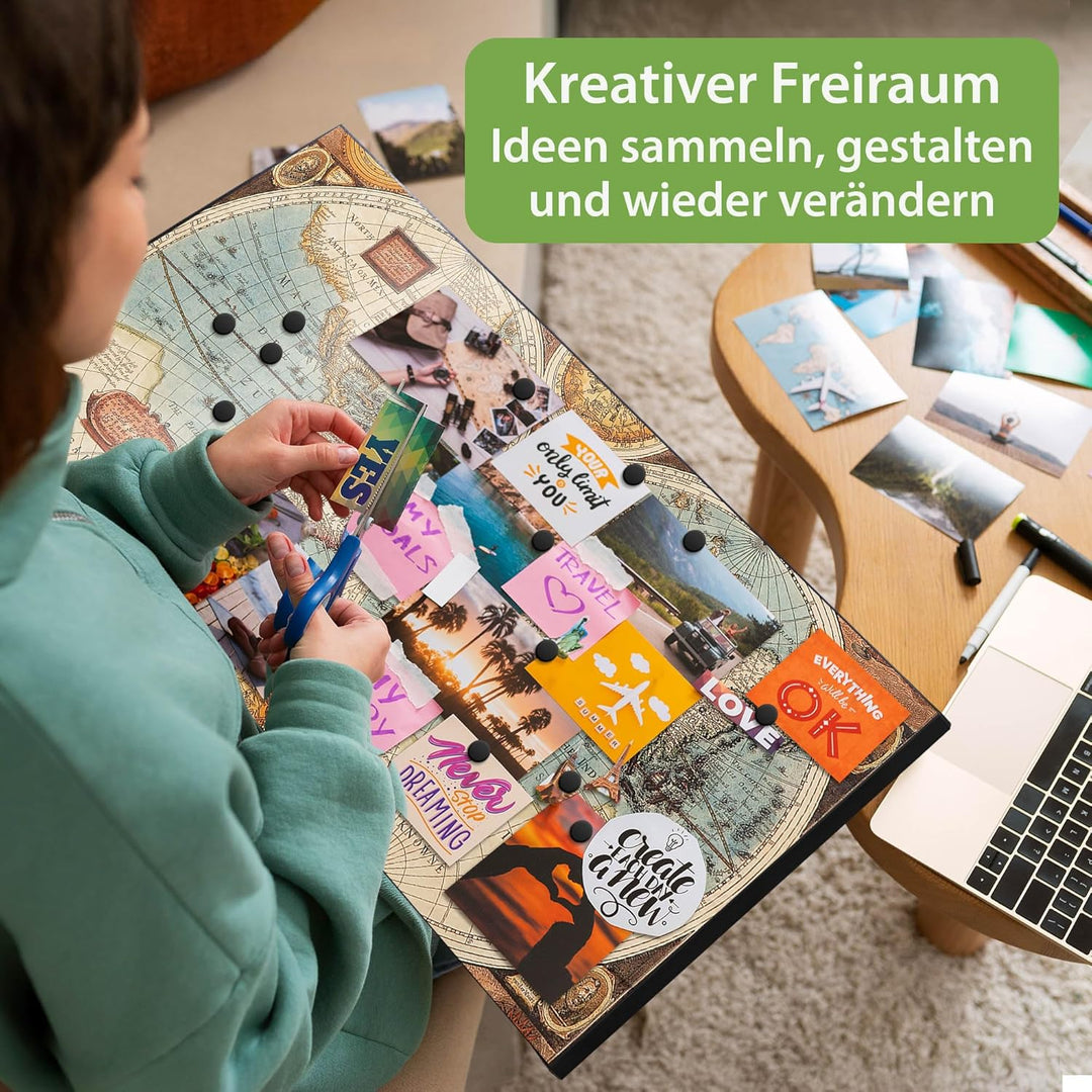 banjado Magnettafel schwarz 78 x 37cm / Magnetwand Metall/Magnetpinnwand als Memoboard/Pinnwand Magn