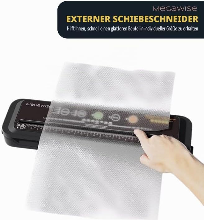 MegaWise Vakuumversiegelungsmaschine-2023 Update| 80kPa Saugleistung| Taschen und Schneider inklusiv
