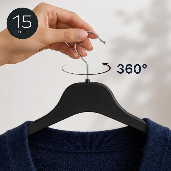 Hangerworld 15 Platzsparende Schwarze Kleiderbügel 43cm Robuster Kunststoff, 15