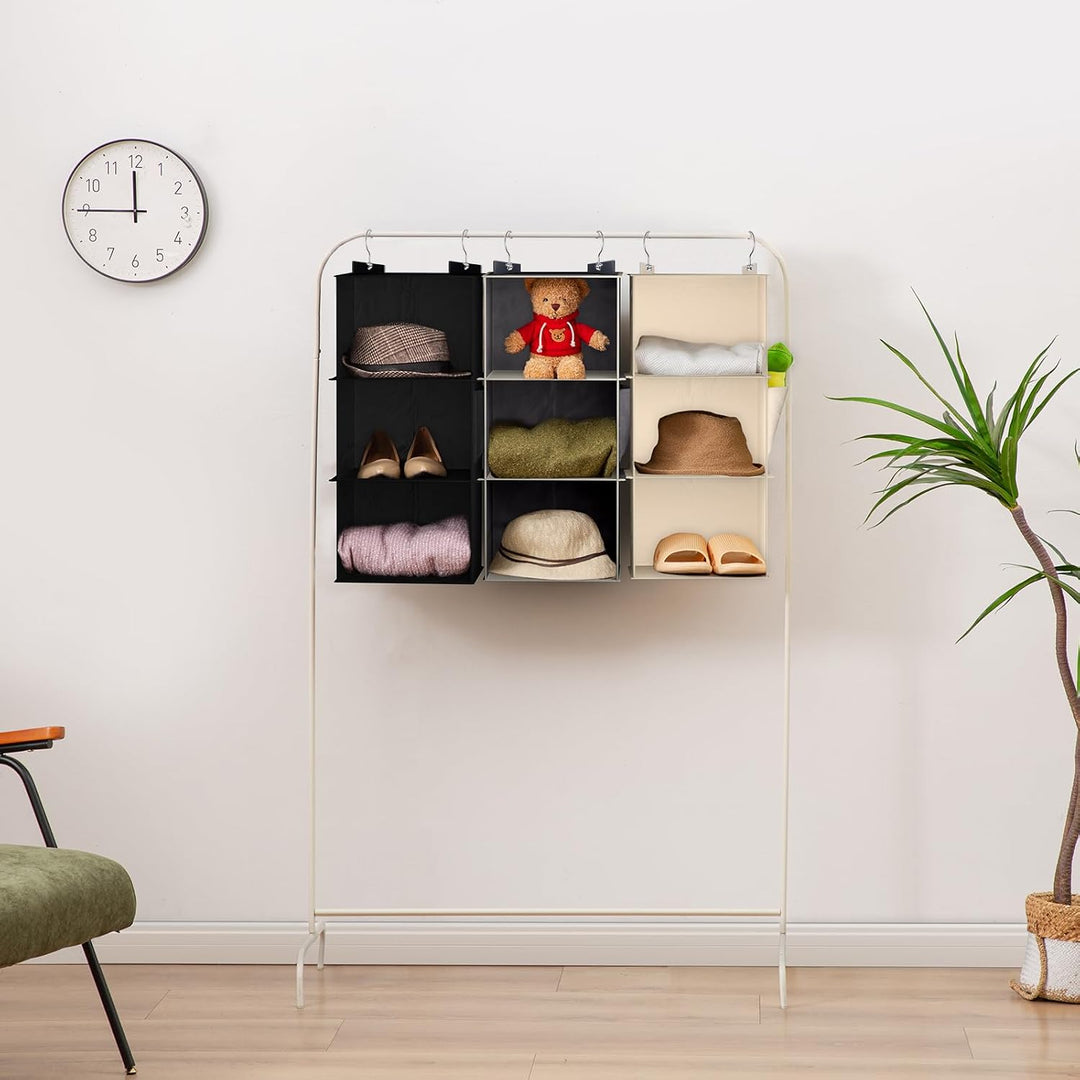 YOUDENOVA Hängeregal, Kleiderschrank-Organizer, Hängeaufbewahrung mit Bambus-Stöcke und MDF-Platten