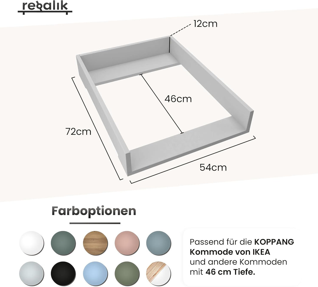 regalik Wickelaufsatz für Koppang von IKEA, Wickeltischaufsatz für 46 cm Kommoden, Abnehmbar Wickelk